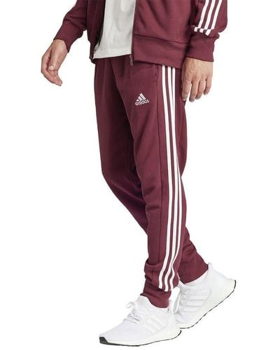 adidas Essentials French Terry Poignets fuselés 3 Bandes Joggers - Rouge