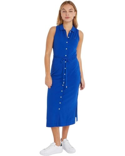Tommy Hilfiger Mujer Vestido tipo Polo Slim Fit - Azul