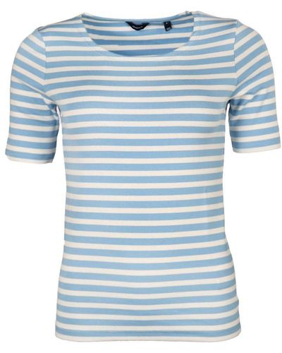 GANT Striped 1x1 Rib Lss T-shirt - Blue
