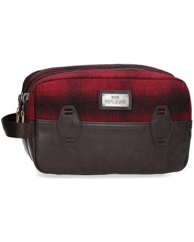 Pepe Jeans Scotch Adaptable Two Compartments Vanity Case Red 26x16x12 Cms Polyester And Pu