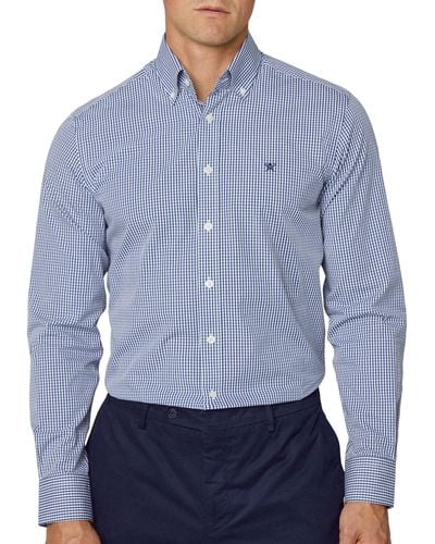 Hackett Essential Gingham Long Sleeve Shirt - Blue