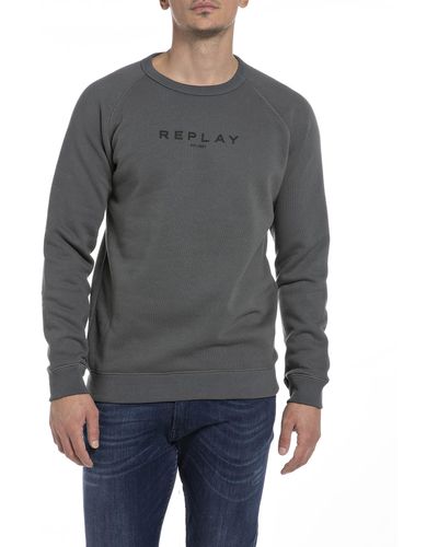 Replay Sweatshirt aus Baumwollmix - Grau