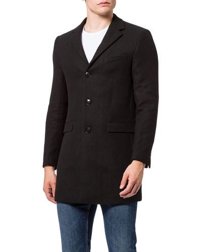 FIND Coat In Longline Wool, - Black