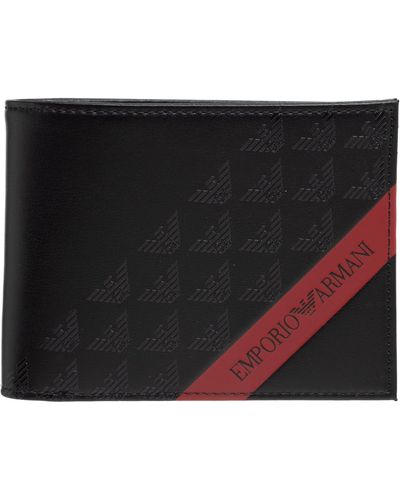 Emporio Armani Portefeuille avec porte-monnaie avec bande rouge ASV Y4R165YQ12V - Noir