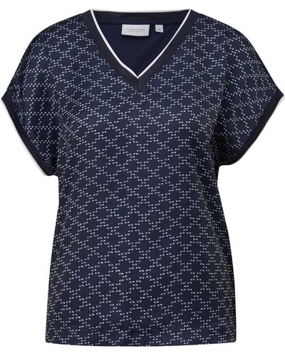 Comma, T-Shirt mit Allover Print - Blau