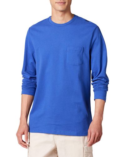 Amazon Essentials Regular-fit Long-Sleeve Pocket T-Shirt - Bleu
