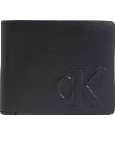 Calvin Klein Logo Emboss Bifold W/coin - Black
