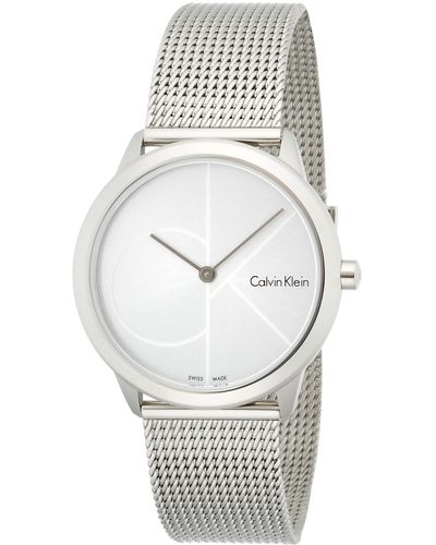 Calvin Klein Analog Quarz Uhr mit Edelstahl Armband K3M2212Z - Grau