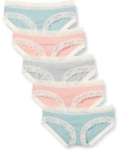 Iris & Lilly Cotton And Lace Hipster Knickers - White