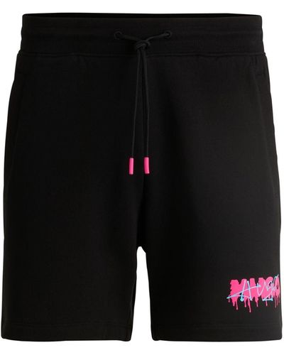 HUGO S Dapalmi Cotton-terry Shorts With New-season Logo - Black