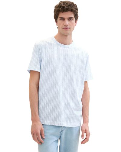 Tom Tailor Basic T-Shirt mit Allover-Print - Weiß