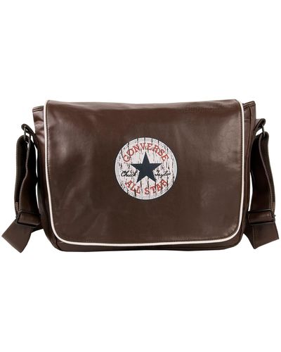 Converse Vintage Patch Shoulder Flap Bag Tasche mit Schlaufen - Braun