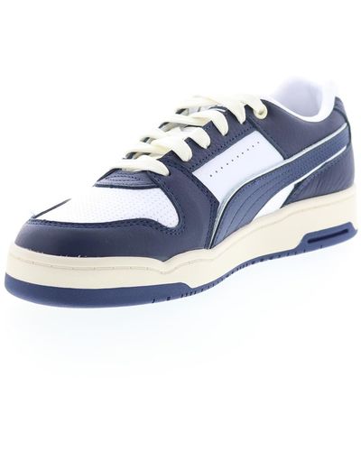 PUMA Mens Slipstream Lo Vintage Lace Up Trainers Shoes Casual - Blue, White, 12