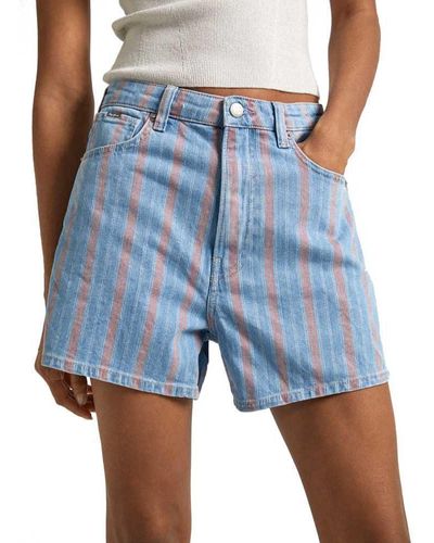 Pepe Jeans A-Line Short Uhw Stripe Shorts - Blau