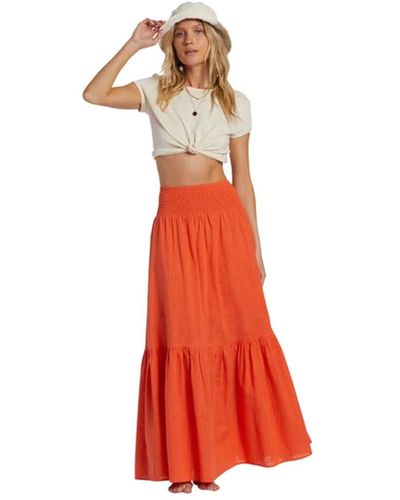 Billabong In The Palms Maxi Skirt Orange - Red