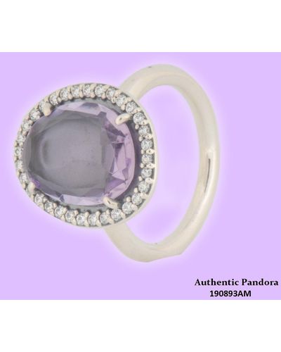 PANDORA Ring 925 Sterling Silber Amethyst violett Gr.50 - Lila