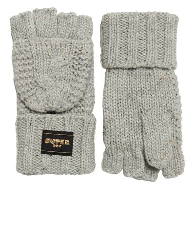 Superdry Cable Knit Gloves - Grey