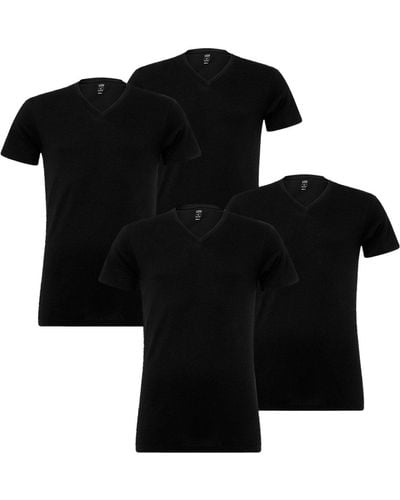 Levi's 4 er Pack Levis V-Neck T-Shirt Unterhemd V-Ausschnitt - Schwarz