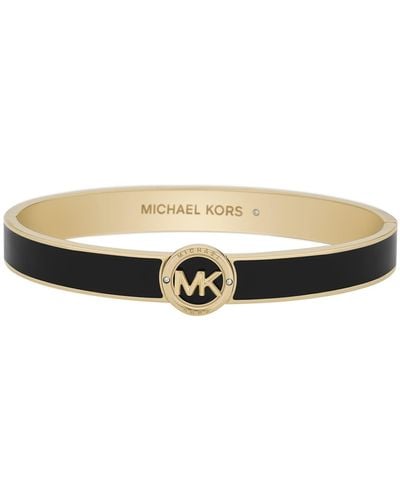 Michael Kors Stainless Steel And Enamel Mk Logo Bangle Bracelet For - Metallic