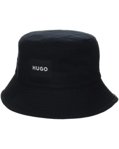 HUGO Square Logo Cotton Bucket Hat - Black