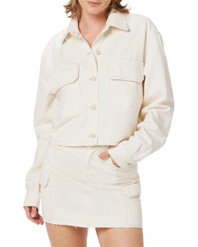 Hudson Jeans Cropped Oversized Btn Down Shirt Button - White
