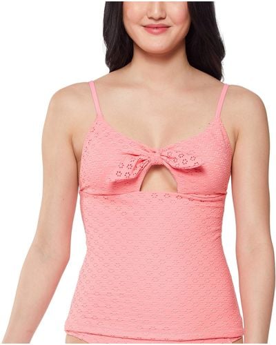 Jessica Simpson Standard Mix & Match Solid Eyelet Bikini Swimsuit Separates - Pink