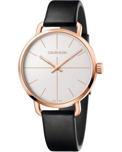 Calvin Klein Erwachsene Analog-Digital Quarz Uhr mit Leder Armband K7B216C6 - Grau