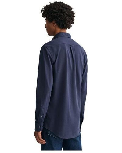 GANT REG Jersey Pique Shirt Klassisches Hemd - Blau