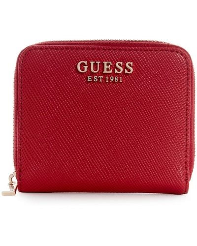 Guess Laurel Slg Small Zip Around Wallet Red - Rood