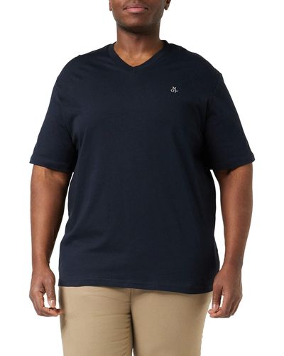 Marc O' Polo Shirt – Shirt – Regular T-Shirt mit Logo Print für Männer – V-Neck - Jersey - Größe: - Blau