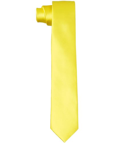 HIKARO Krawatte handgefertigt im Seidenlook 6 cm schmal - Gelb
