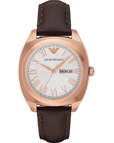 Emporio Armani Analog Quarz Uhr mit Leder Armband AR1939 - Pink