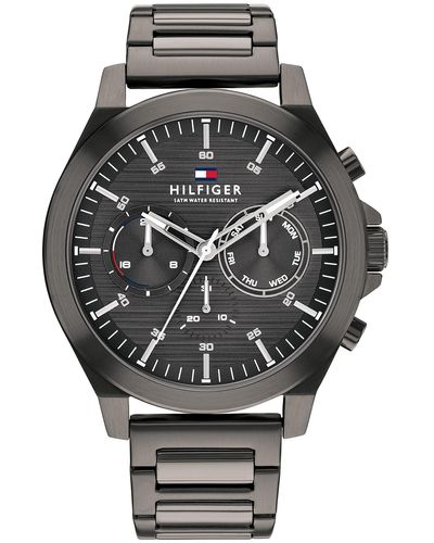 Tommy Hilfiger Quartz 1710519 Ionic Plated Gray Steel Case And Link Bracelet Watch - Black