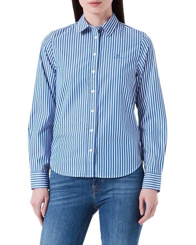 GANT Reg Broadcloth Striped Shirt - Blue