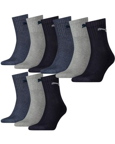 PUMA Short Crew Sports Socks With Terry Sole Pack Of 9 - Blue