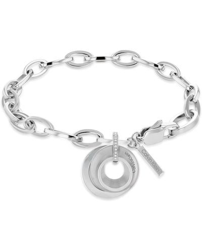 Calvin Klein Bracelet en Chaîne pour Collection PLAYFUL CIRCULAR SHIMMER avec Cristaux - 35000156 - Blanc