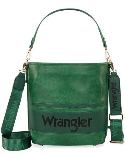 Wrangler Hobo Shoulder Handbag For Weave Bucket Bag - Green