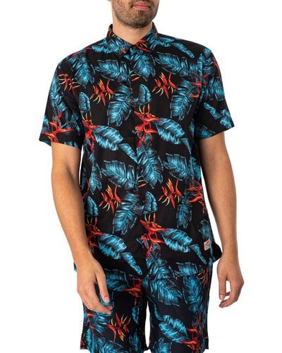 Superdry Hawaïen R1-S/S Shirt - Bleu