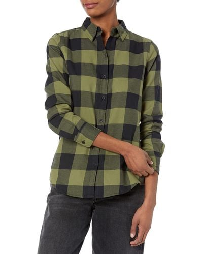 Amazon Essentials Classic-fit Long-sleeve Lightweight Plaid Flannel Shirt - Green