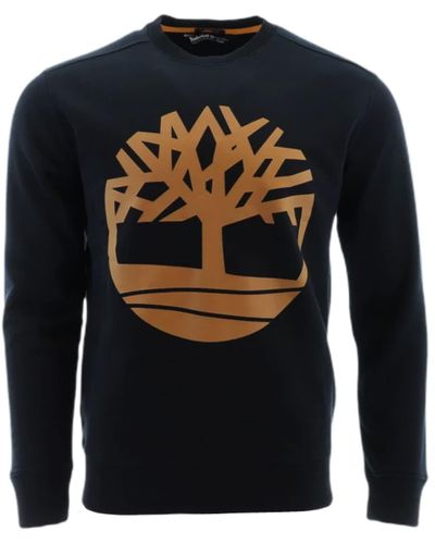 Timberland Core Tree Logo Crew Neck Sweatshirt Brushback Black/wheat Boot Sm - Blauw
