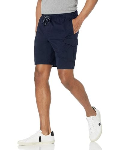 Amazon Essentials Pantalón Corto Cargo con Cintura Elástica de 22,86 cm Hombre - Azul