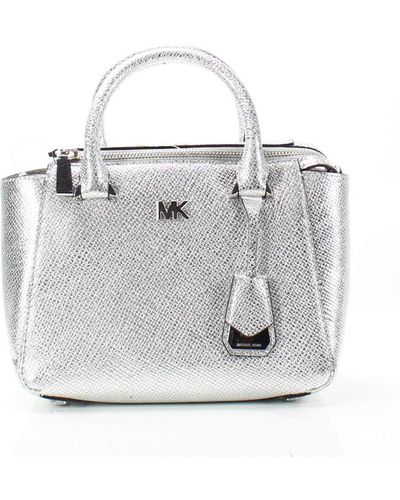 Michael Kors Daniel Nolita Mini Silver Leather Satchel Bag Silver Leather - Grey