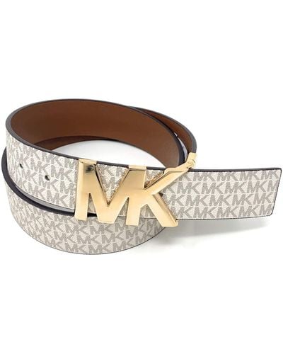 Michael Kors Signature Logo Belt with Reversible MK Logo Plaque - Nero