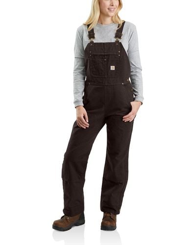 Carhartt Quilt Lined Washed Duck Bib Overall - Black