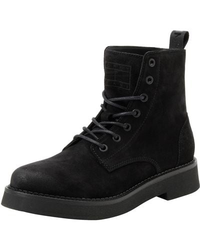 Tommy Hilfiger Tjw Lace Up Boot Suede Mid - Zwart