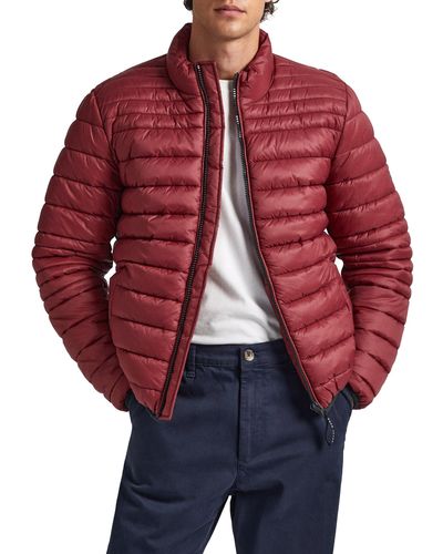 Pepe Jeans Balle Puffer Jacket Voor - Rood
