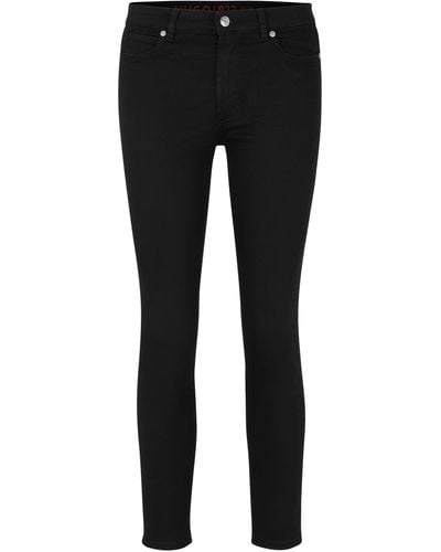 HUGO S 932 Black Extra-slim-fit Jeans In Comfort-stretch Denim