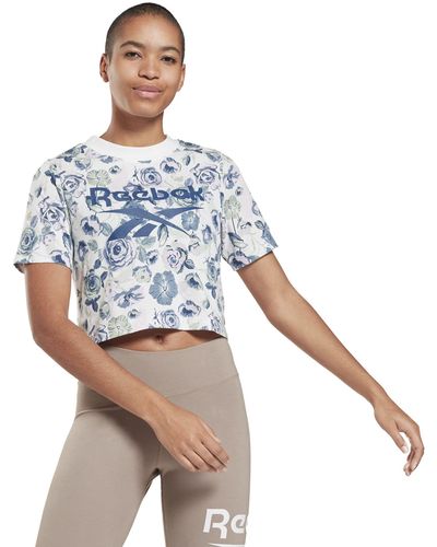 Reebok RI Floral Crop Tee T Shirt - Blu
