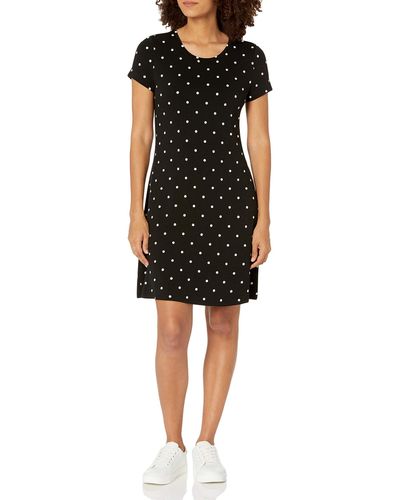 Amazon Essentials Short Sleeve Scoopneck A-line Shirt Dress - Black