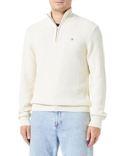 GANT Cotton Texture Halfzip Pullover - Weiß